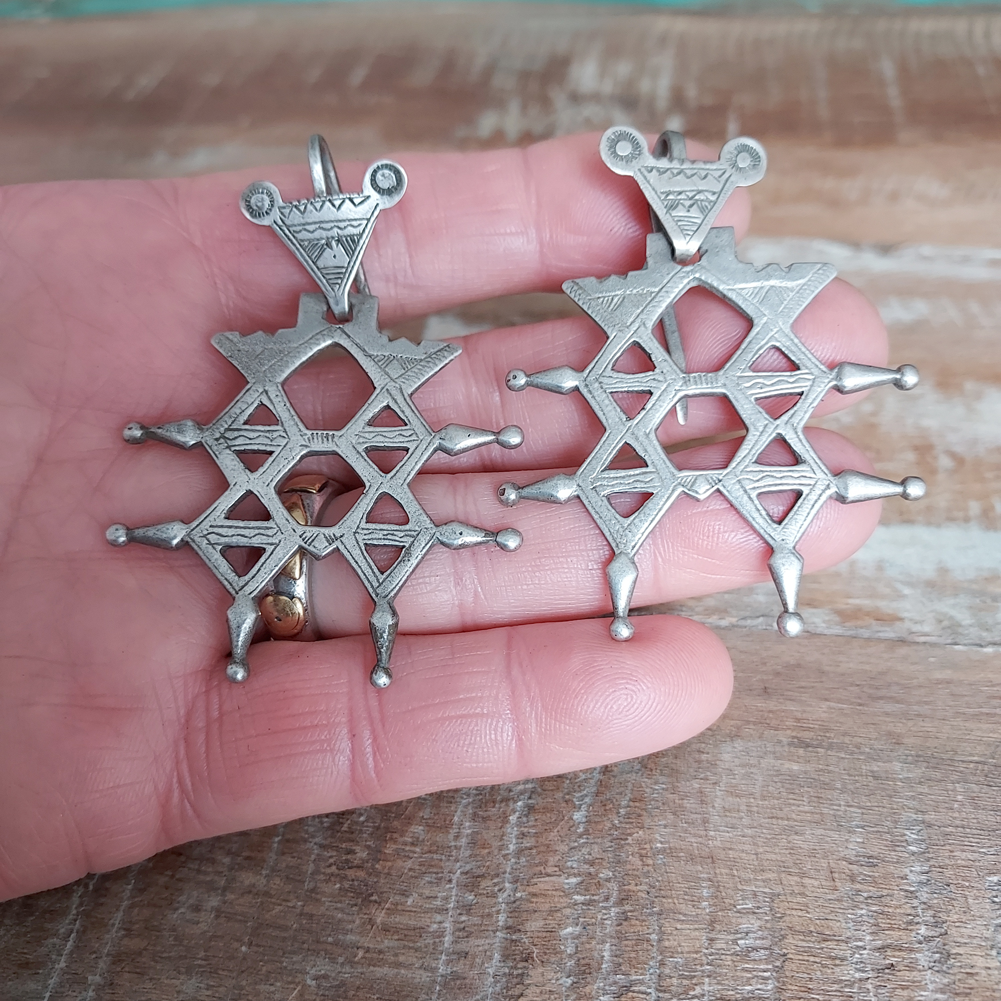 Impressive Tuareg Agadez Cross Earrings - Image 3