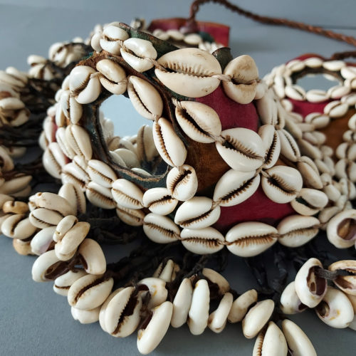 Dogon belt with mirrors and adorned with cowrie shells worn for ceremonies.