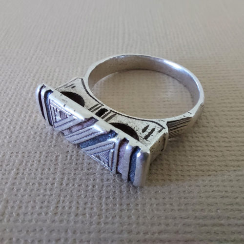 old berber tuareg silver ring with copper inlay from morocco