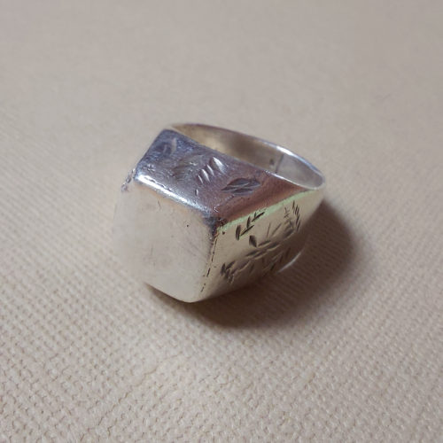 old tuareg silver ring with floral pattern from mali
