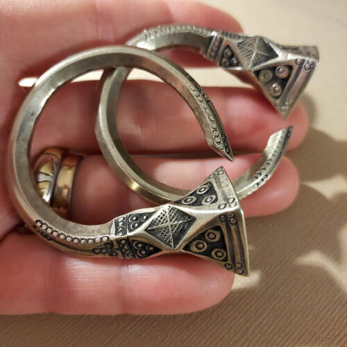 Tuareg silver tribal tizabaten tsabit hoop earrings Niger.