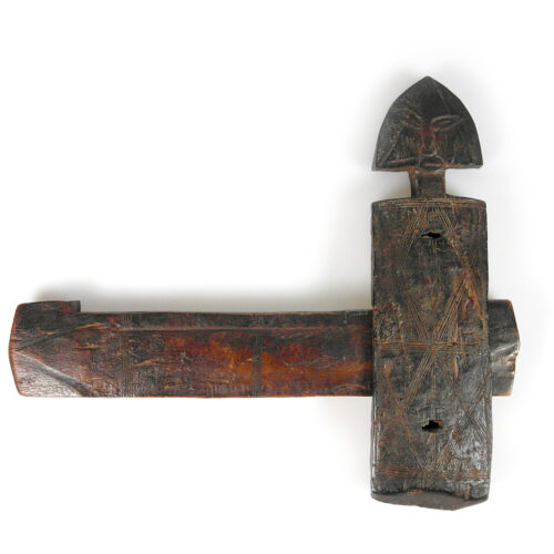 Old Dogon granary door lock or door bolt from Mali.