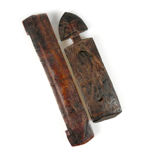 Old Dogon granary door lock or door bolt from Mali.