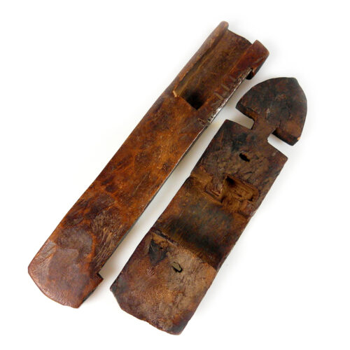 Old Dogon granary door lock or door bolt from Mali.