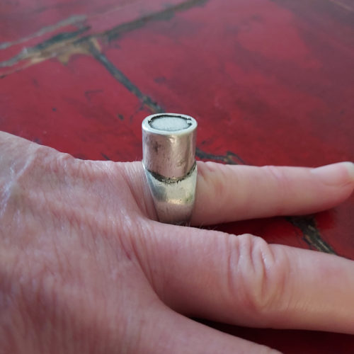 Tuareg silver talisman ring of simple shape from Mali.