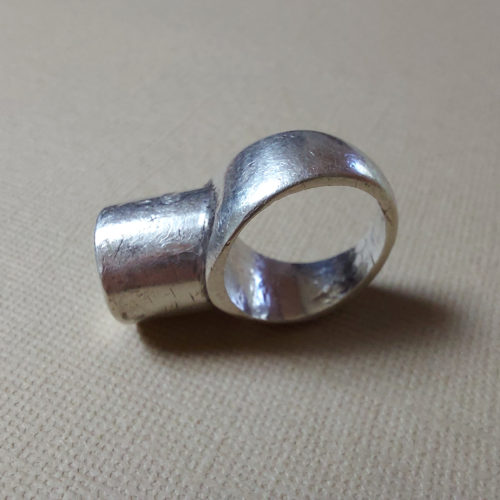 Tuareg silver talisman ring of simple shape from Mali.