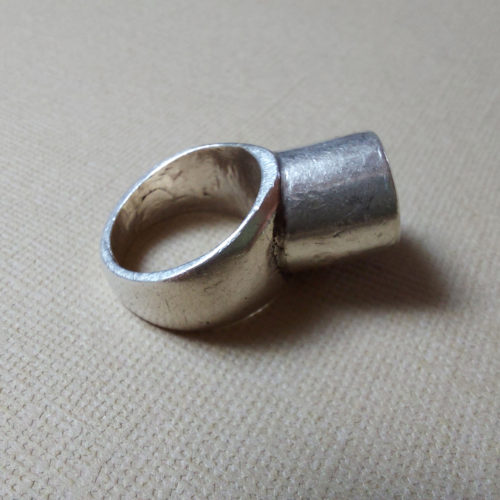 Tuareg silver talisman ring of simple shape from Mali.