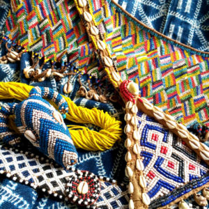 Authentic and traditional African textiles, fabric, mudcloths, block-prints, indigo cloths, African wrappers from West Africa. Genuine Kuba raphia cloths and beadwork, Kirdi cache sexe and Fulani beaded waistbelt