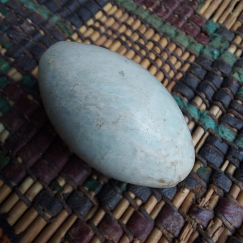 ancient ellipsoid amazonite stone bead from niger