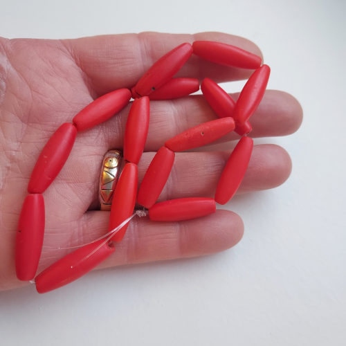 Antique red glass beads.