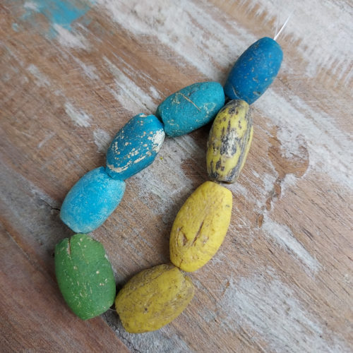 Eight Oval Faience Beads