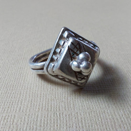 Fulani Peul square silver ring.