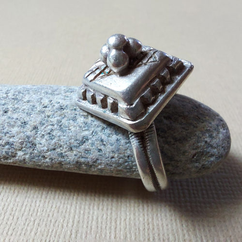 Fulani Peul square silver ring.