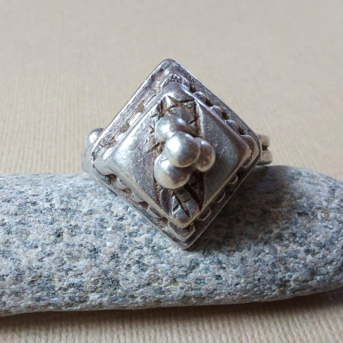 Fulani Peul square silver ring.