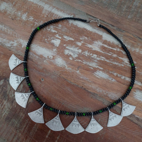 Tuareg necklace with silver pendants.