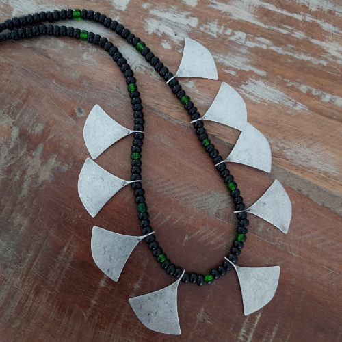 Tuareg necklace with silver pendants.