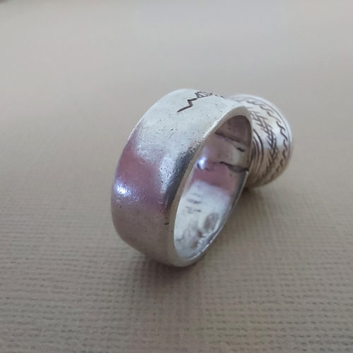 Tuareg decorated silver ring with from Mali.