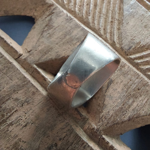 Tuareg silver talisman ring with magic cursive script from Niger.