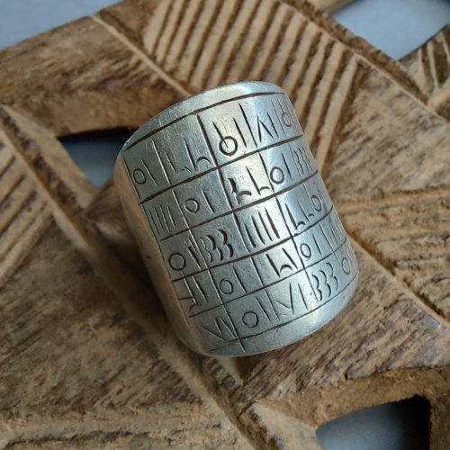 Tuareg silver amulet script ring for protection