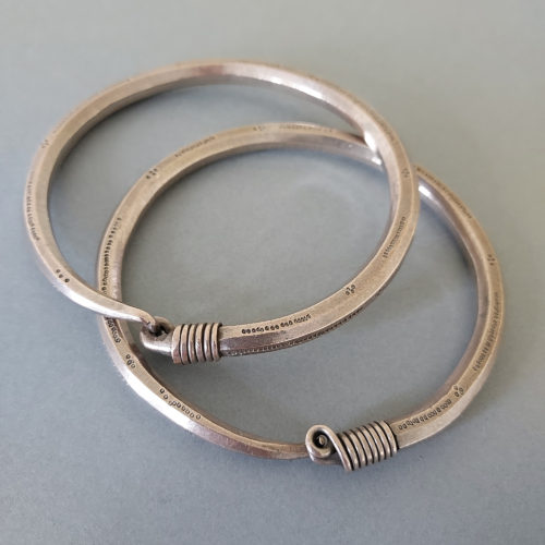 Pair decorated Tuareg silver bracelets Algeria.