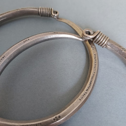 Pair decorated Tuareg silver bracelets Algeria.