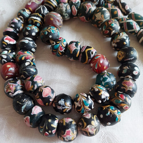 Venetian fancy beads fiorato fiori floral patterns.