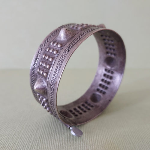 Old Tuareg silver bracelet bangle from Iferouane in Niger.