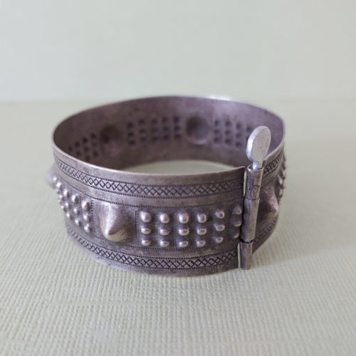 Old Tuareg silver bracelet bangle from Iferouane in Niger.