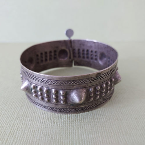 Old Tuareg silver bracelet bangle from Iferouane in Niger.