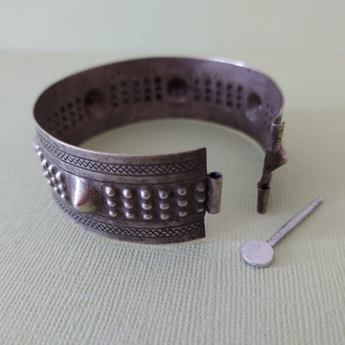 Old Tuareg silver bracelet bangle from Iferouane in Niger.