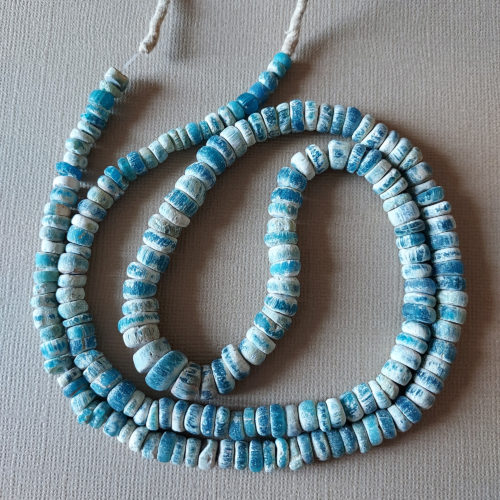 ancient excavated nila islamic period aqua blue glass beads from mali