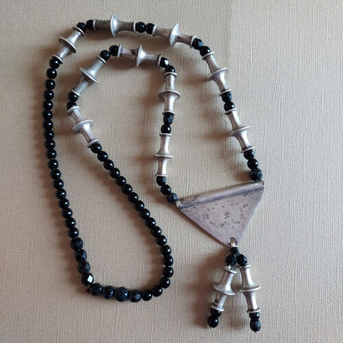 tuareg ethnic tribal necklace adornment niger amulet silver beads and vintage czech beads f