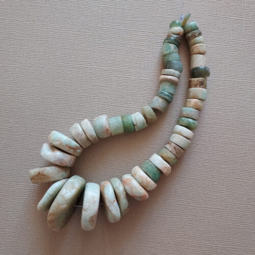 rare ancient excavated amazonite stone beads pale green colour from mali