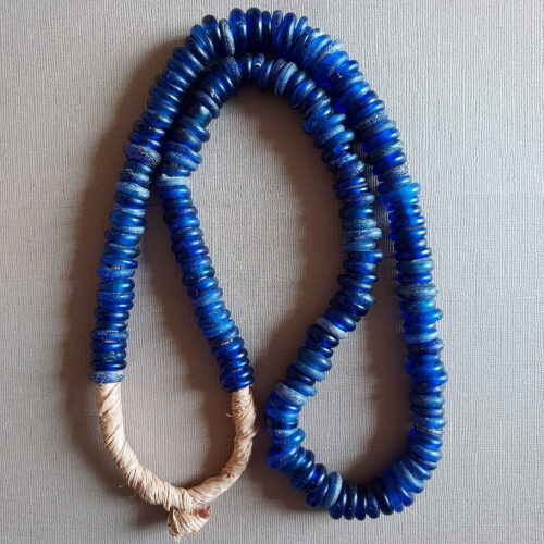 Dogon cobalt blue glass donut beads from Mali.