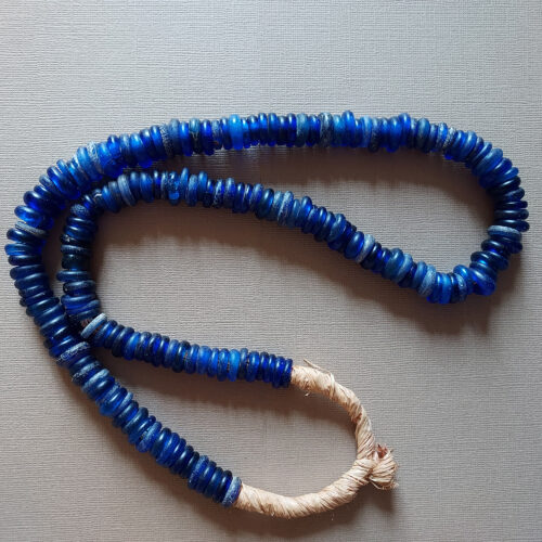 Dogon cobalt blue glass donut beads from Mali.