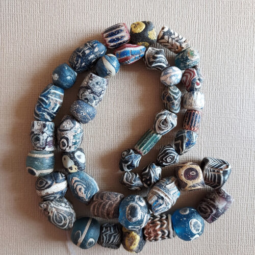 Ancient Islamic glass beads strand from Mali.