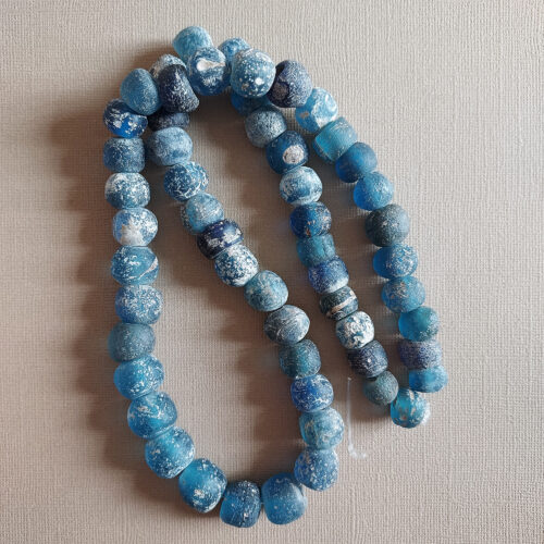 Ancient Islamic blue glass beads from Mali.