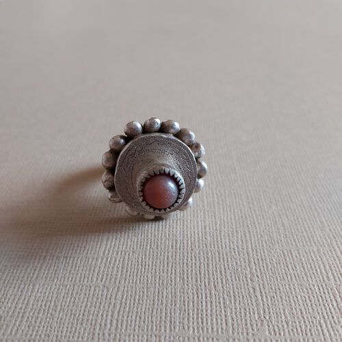 African silver statement ring with a carnelian stone from Mali.