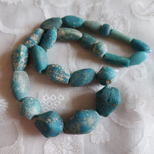 Strand of old turquoise colour faience beads strand from Mali.
