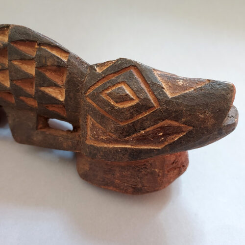 Bwa wood polychrome crest mask of a chameleon from Burkina Faso.
