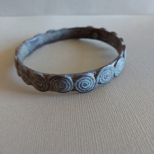 Old Lobi metal bangle with spirals design and nice patina.