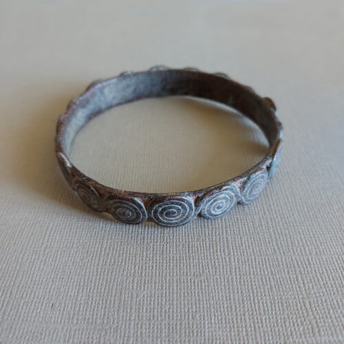 Old Lobi metal bangle with spirals design and nice patina.