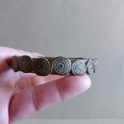 Old Lobi metal bangle with spirals design and nice patina.