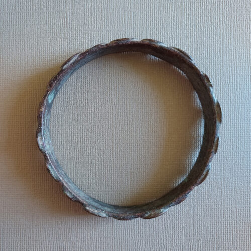 Old Lobi metal bangle with spirals design and nice patina.