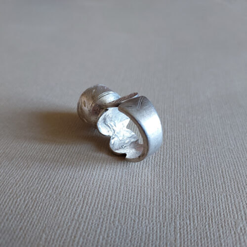 Peul Fulani silver fancy dome amulet ring.