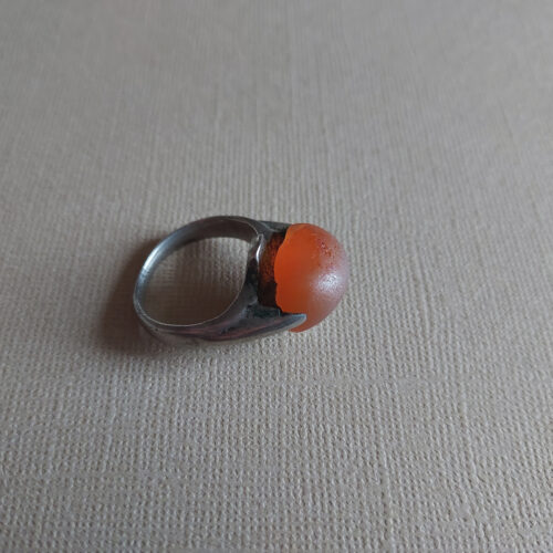 Old Tuareg Hadji ring in silver with oval carnelian from Niger.