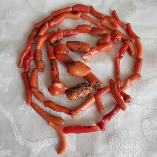 old coral beads deep orange colour