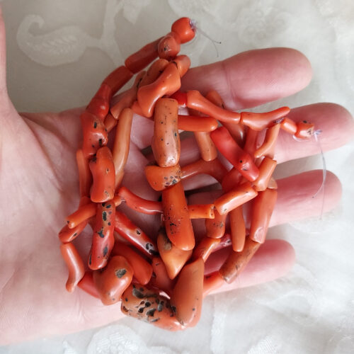 old coral beads deep orange colour