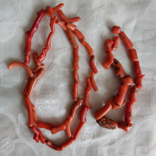 old coral beads deep orange colour