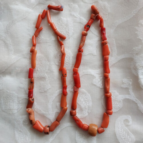 old coral deep orange branch beads beads